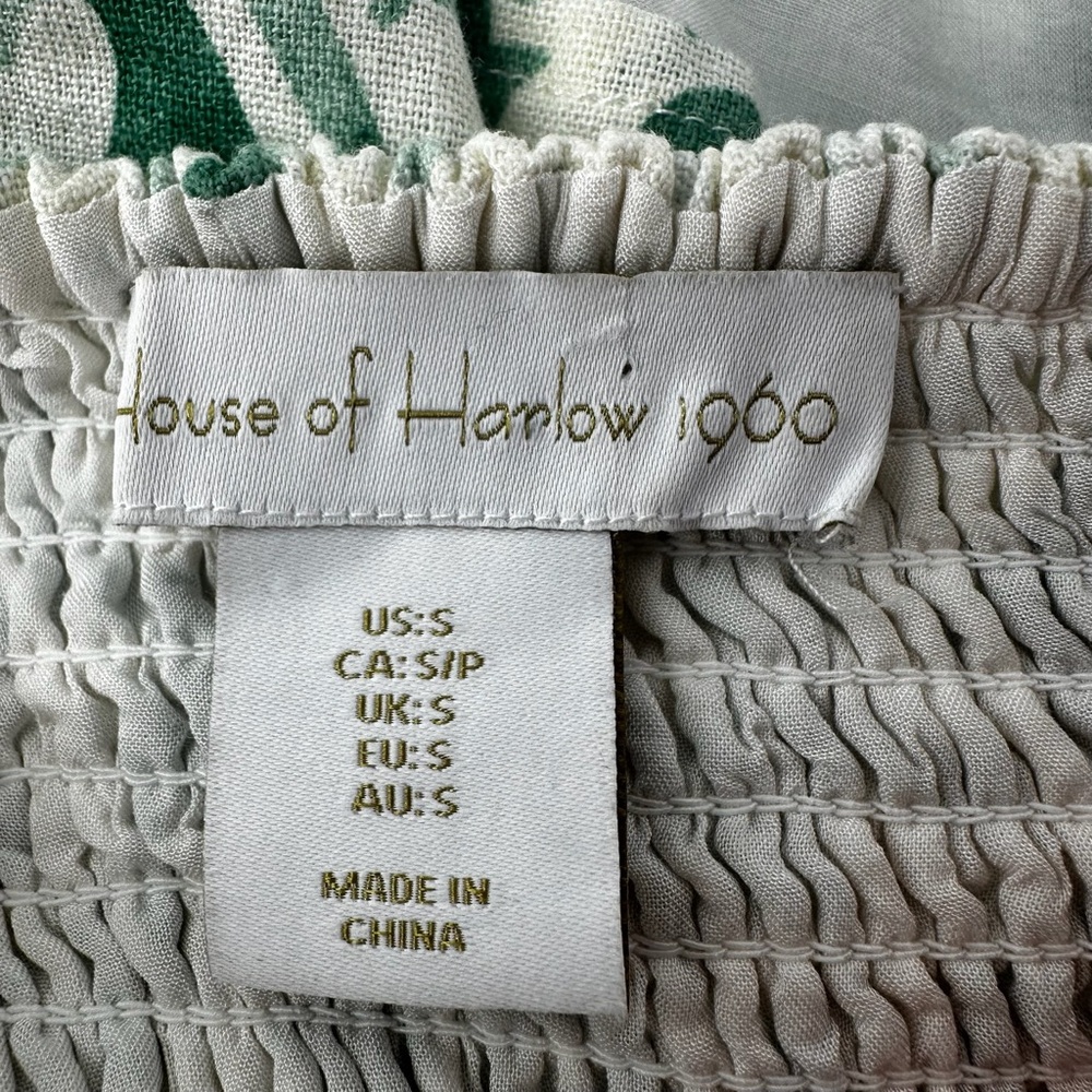 Revolve House of Harlow 1960 Green and White Boho Cottagecore Mini Dress Size S - Picture 7 of 8